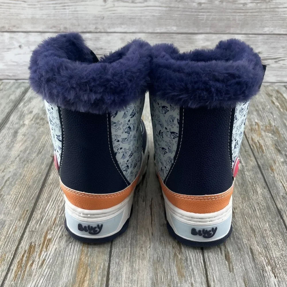 Toddler Bluey Winter Boot Shoes Faux Fur Trim Size 11